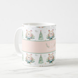 Süße Weihnachtsfeiertagsbäume Wald Bär Monogramm Kaffeetasse