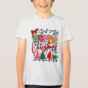 Süße Weihnachtsferien-Doodle Kinderzeichnungs-Sa Tri-Blend Shirt