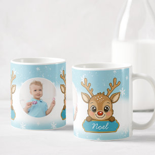 Süße Weihnachtsferien-Rentiere Blau Junge Kinder Kaffeetasse
