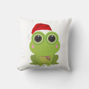 Süße Weihnachtsfrosch-Santa-Hut-Cozy-Festtags-Haus Kissen