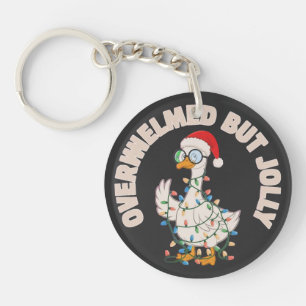 Süße Weihnachtsgans mit Weihnachtsmannmütze Schlüsselanhänger