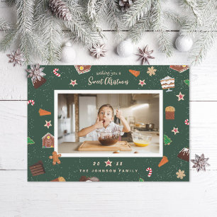 Süße Weihnachtsgebäck-Foto-Weihnachtskarte Feiertagskarte