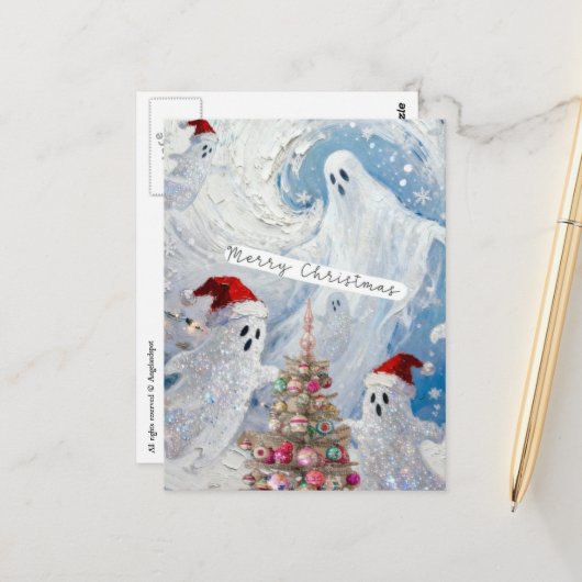 Süße Weihnachtsgeister Postkarte (Vorderseite/Rückseite Beispiel)