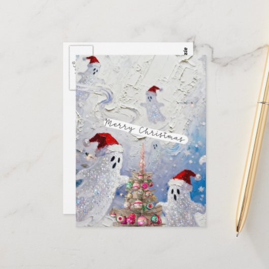 Süße Weihnachtsgeister Postkarte (Vorderseite/Rückseite Beispiel)
