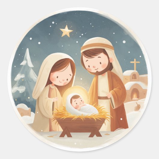 Süße Weihnachtsgeschichte Runder Aufkleber (Vorderseite)