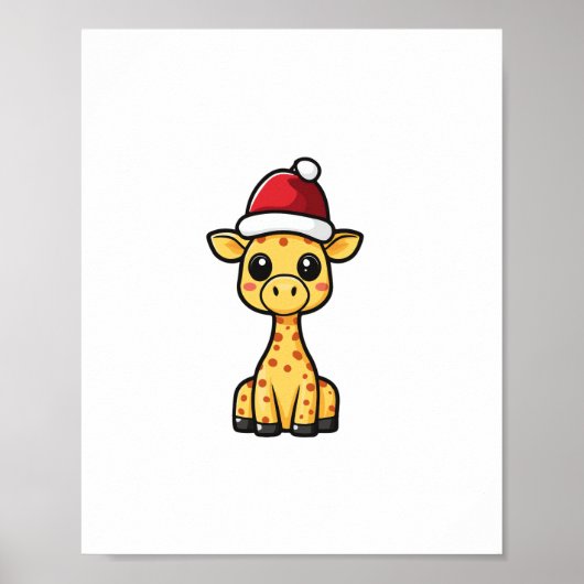 Süße Weihnachtsgiraffe Comic Poster (Vorne)