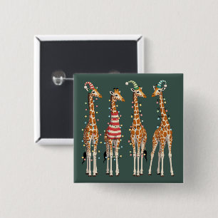 Süße Weihnachtsgiraffe Lustiger Feiertags-Tierlieb Button