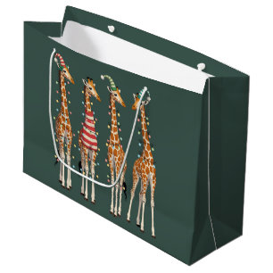 Süße Weihnachtsgiraffe Lustiger Feiertags-Tierlieb Große Geschenktüte