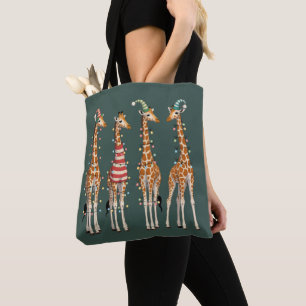 Süße Weihnachtsgiraffe Lustiges Tierliebhaber-Fest Tasche