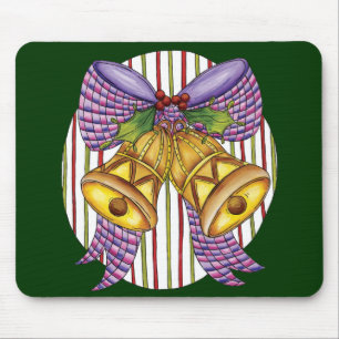 Süße Weihnachtsglöckchen mit Band und Schleife Mousepad