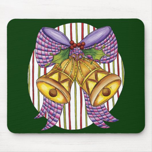 Süße Weihnachtsglöckchen mit Band und Schleife Mousepad (Vorne)