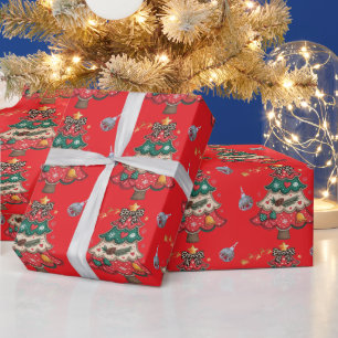 Süße Weihnachtsglocken-Linienkunst Geschenkpapier