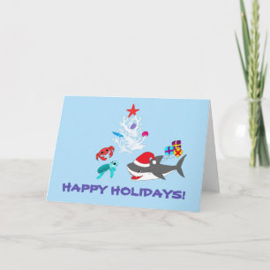 Süße Weihnachtsgrüße-Hai-Grußkarte Karte