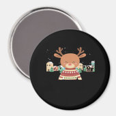 Süße Weihnachtshirsche Minimal Design  Magnet (Vorderseite/Rückseite)