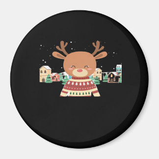 Süße Weihnachtshirsche Minimal Design  Magnet