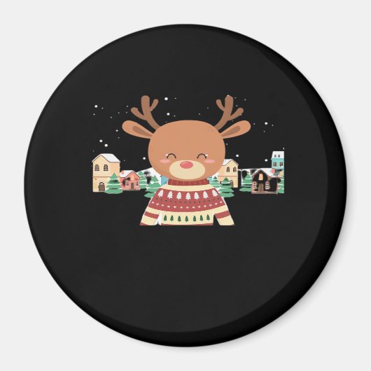 Süße Weihnachtshirsche Minimal Design  Magnet (Vorne)