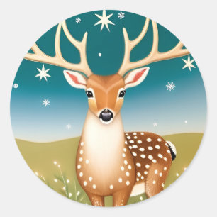 Süße Weihnachtshirsche Runder Aufkleber