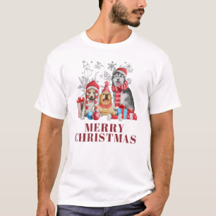 🐶 Süße Weihnachtshunde mit Geschenken – Festliche T-Shirt