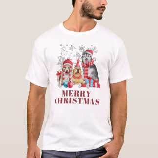 🐶 Süße Weihnachtshunde mit Geschenken – Festliche T-Shirt