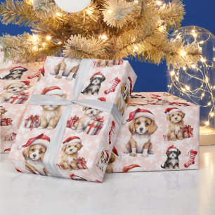 Süße Weihnachtshunde und -strümpfe Geschenkpapier