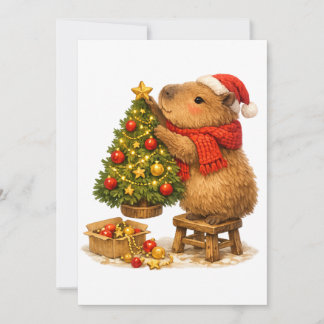 Süße Weihnachtskapybara dekoriert einen Weihnachts Feiertagskarte