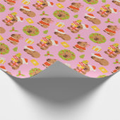 Süße Weihnachtskapybara Geschenkpapier (Ecke)