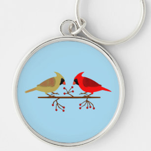 Süße Weihnachtskardinäle und rote Beeren Schlüsselanhänger