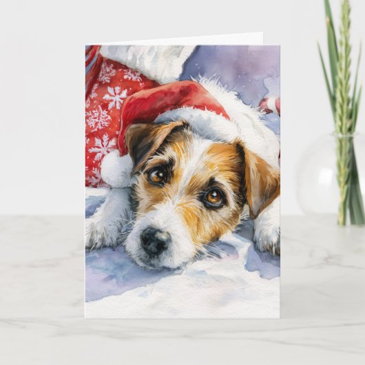 Süße Weihnachtskarte mit Jack Russell Feiertagskarte (Vorderseite)