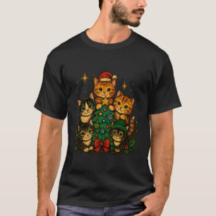 Süße Weihnachtskätzchen Festlicher Baum Katze T-Shirt
