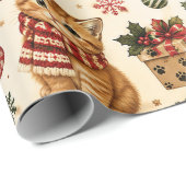Süße Weihnachtskätzchen & Festtagsmuster Geschenkpapier (Rolleneckpunkt)