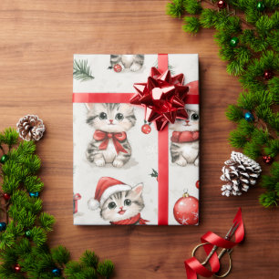 Süße Weihnachtskätzchen  Geschenkpapier