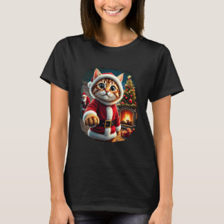 Süße Weihnachtskatze Faustschlag Weihnachtsmann Sü T-Shirt
