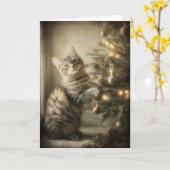 Süße Weihnachtskatze Karte (Gelbe Blume)