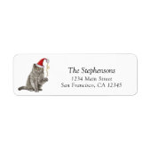 Süße Weihnachtskatze mit Santa Hut Absenderadresse (Vorne)