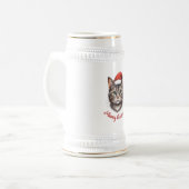 Süße Weihnachtskatze mit Santa-Hut Bierglas (Vorderseite Links)
