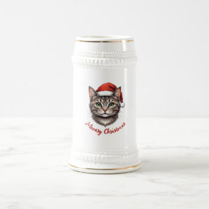 Süße Weihnachtskatze mit Santa-Hut Bierglas