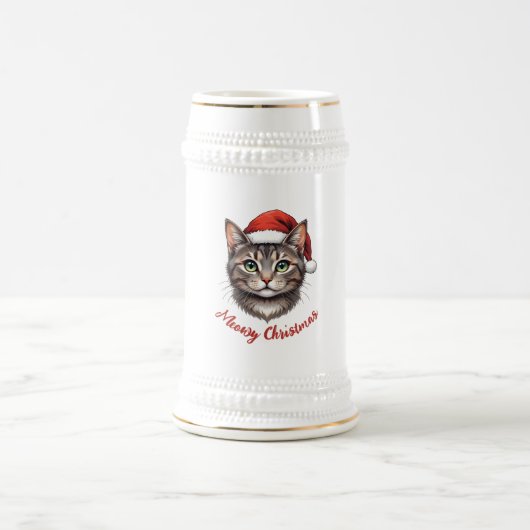 Süße Weihnachtskatze mit Santa-Hut Bierglas (Mittel)