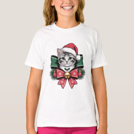 Süße Weihnachtskatze mit Santa-Mütze  T-Shirt