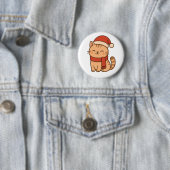 Süße Weihnachtskatze mit Schal Button (Beispiel)