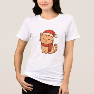 Süße Weihnachtskatze mit Schal Tri-Blend Shirt