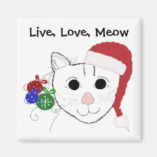 Süße Weihnachtskatze mit Spruch Magnet