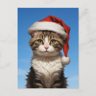 süße Weihnachtskatze Postkarte