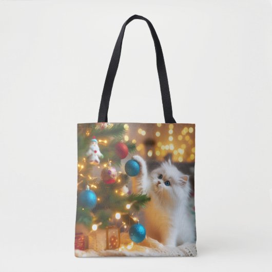 Süße Weihnachtskatze-Tragetasche Tasche (Vorderseite)