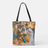 Süße Weihnachtskatze-Tragetasche Tasche (Rückseite)
