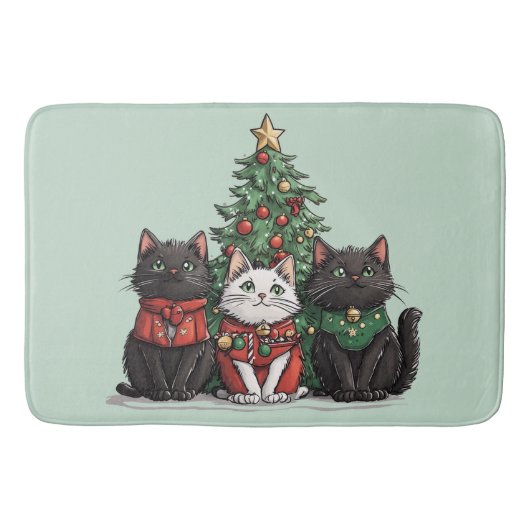 Süße Weihnachtskatzen Badematte (Vorderseite)
