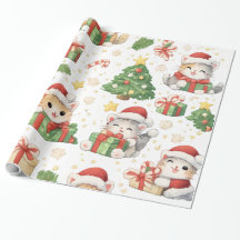 Süße Weihnachtskatzen Geschenkpapier
