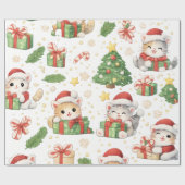 Süße Weihnachtskatzen Geschenkpapier (Flach)