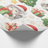 Süße Weihnachtskatzen Geschenkpapier (Ecke)