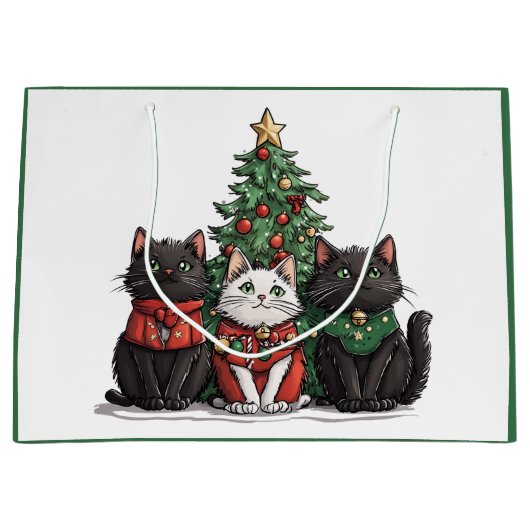 Süße Weihnachtskatzen Große Geschenktüte (Vorderseite)