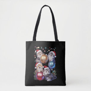 Süße Weihnachtskatzen im Weltraum Weihnachtsbauman Tasche